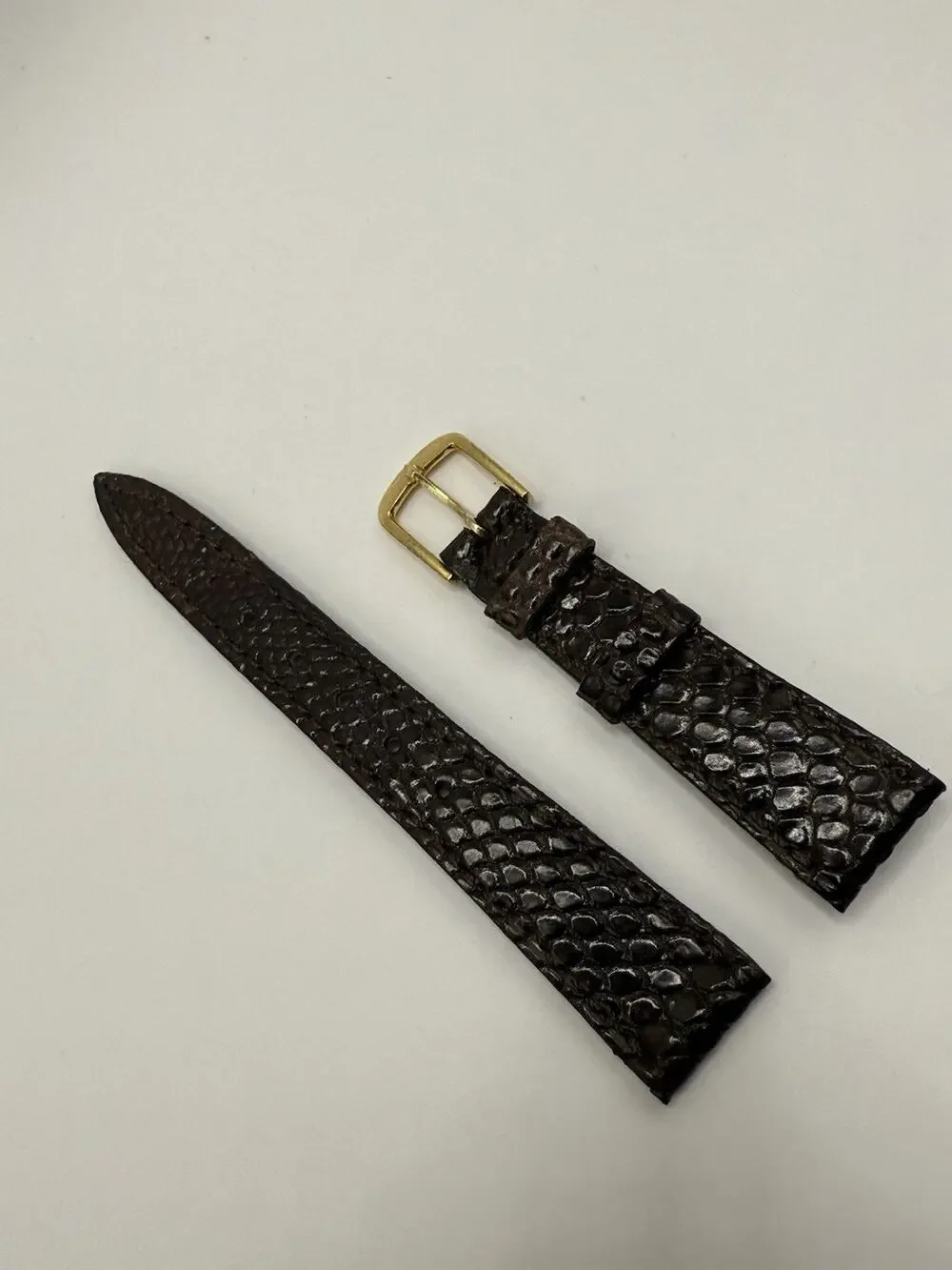 14mm KREISLER Genuine Lizard Brown NOS Vintage Watch Band & Gold-Tone Buckle